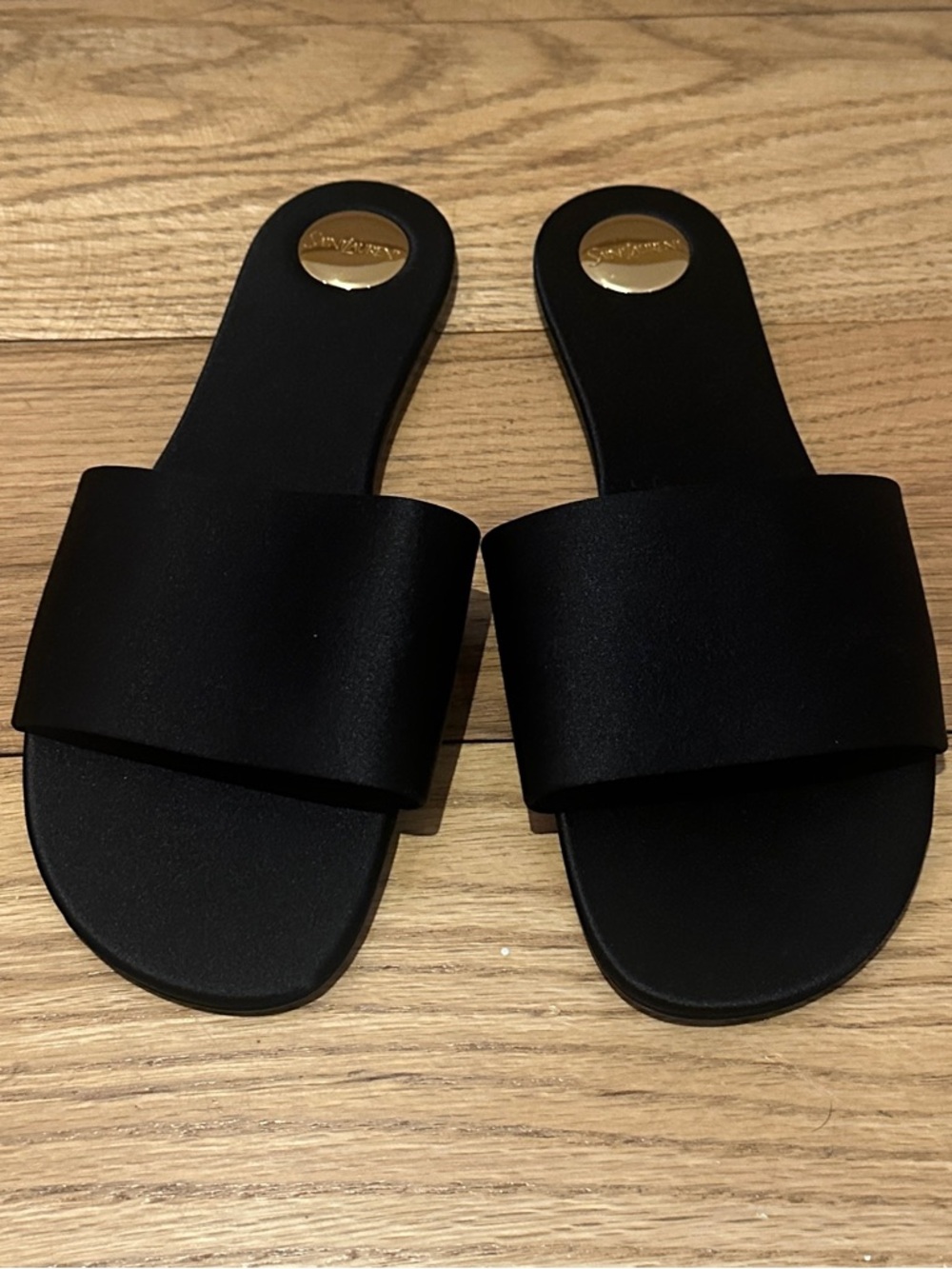 Saint Laurent Carlyle Satin Flat Sandals